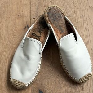 Sam Edelman White leather Espadrille Slip-Ons
